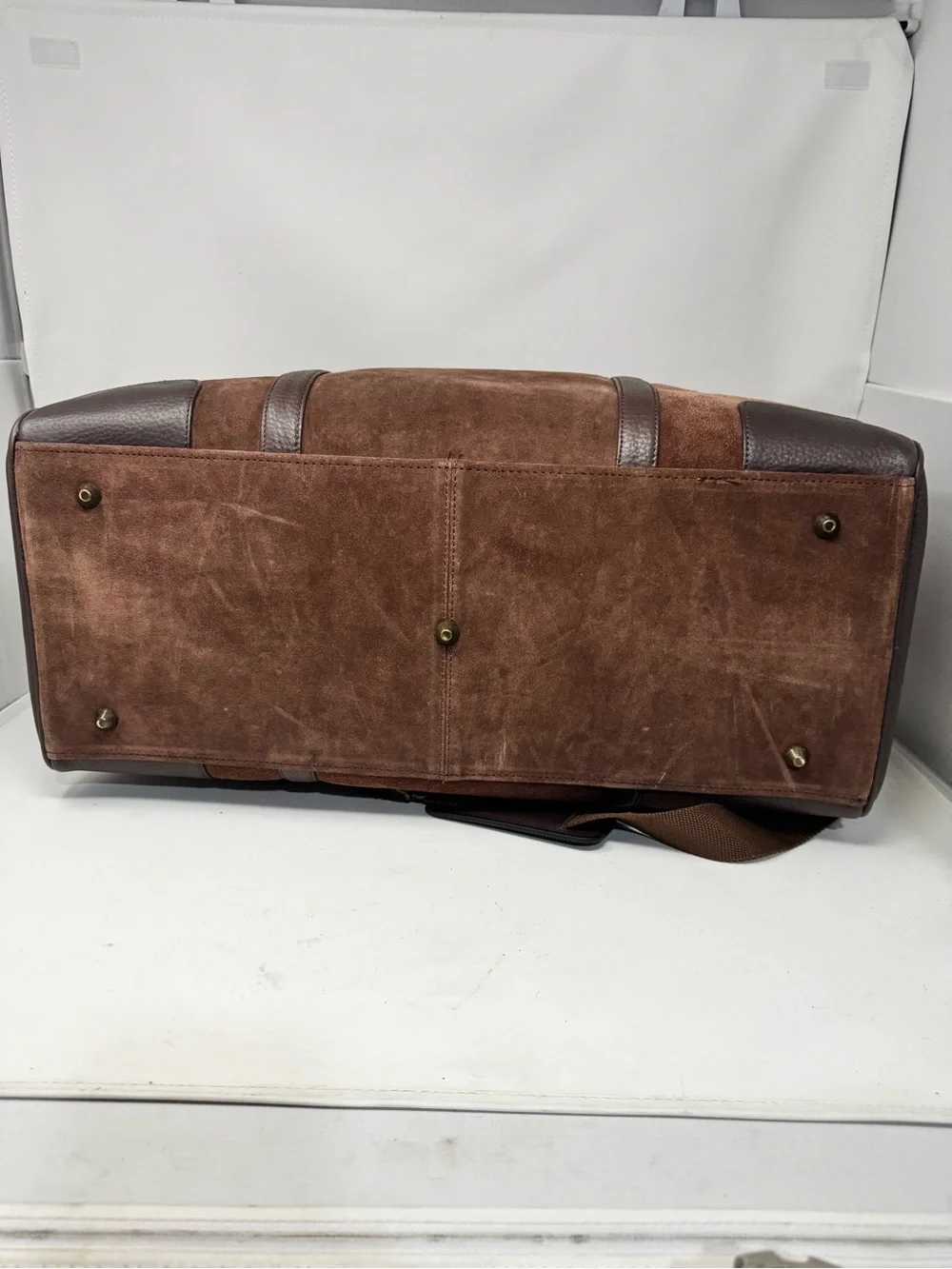 Vintage Marlboro Brown leather Suede Men's rugged Duffle Bag on the Travel large